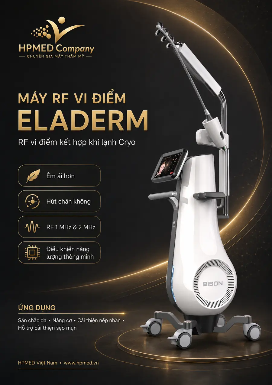 Poster máy RF vi điểm ElaDerm BISON Hàn Quốc tại HPMED