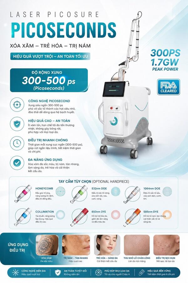 Công Nghệ Picosecond 300PS RisuPico Công nghệ Picosecond 300PS của máy RisuPico