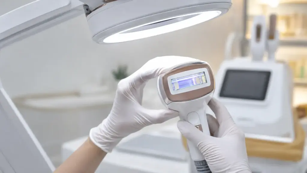 Thấu kính máy triệt lông: Chức năng, dấu hiệu hỏng và cách vệ sinh an toàn 4 Kỹ thuật viên kiểm tra cửa sổ quang học của tay cầm máy triệt lông