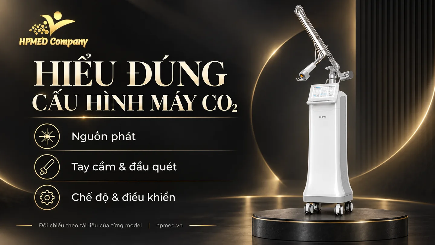 Cấu hình máy laser CO2 S-CO2 với nguồn phát, tay cầm, đầu quét và bảng điều khiển