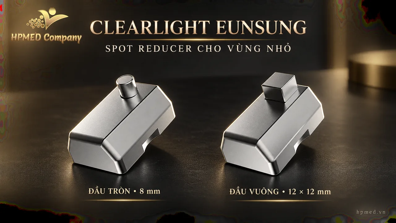 Spot reducer Clearlight: đầu tròn 8 mm và đầu vuông 12 × 12 mm | HPMED Hai đầu spot reducer của Clearlight Eunsung: tròn 8 mm và vuông 12 × 12 mm