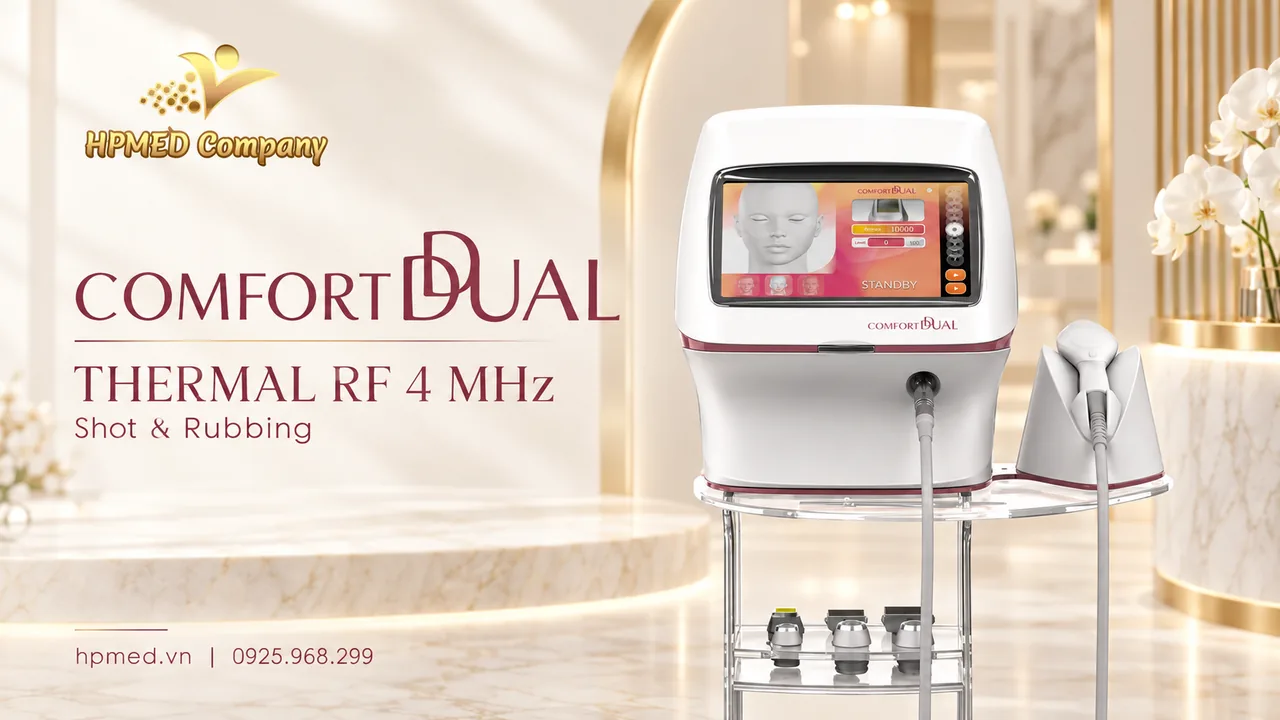 Máy Comfort Dual Eunsung với màn hình và tay cầm Thermal RF trên xe đẩy
