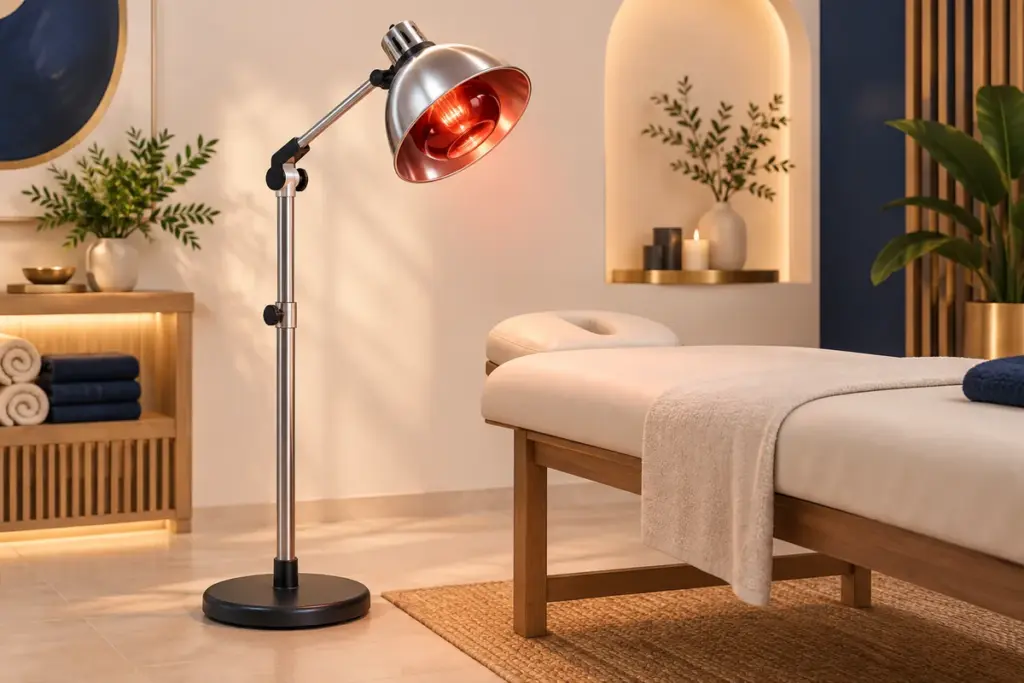 Đèn hồng ngoại cho spa: Phân biệt thiết bị và tiêu chí chọn mua 10 Minh họa đèn hồng ngoại tạo nhiệt trên chân đế điều chỉnh