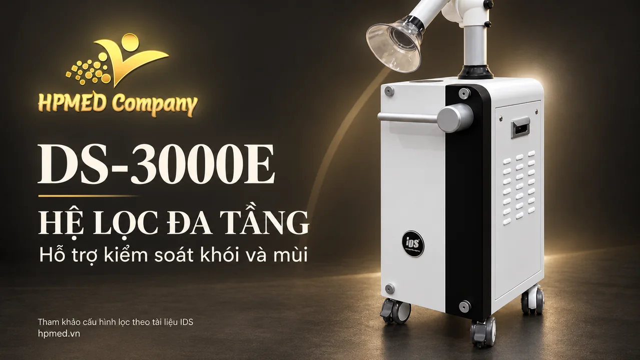 Thân máy DS-3000E IDS và nội dung giới thiệu hệ lọc đa tầng kiểm soát khói, mùi