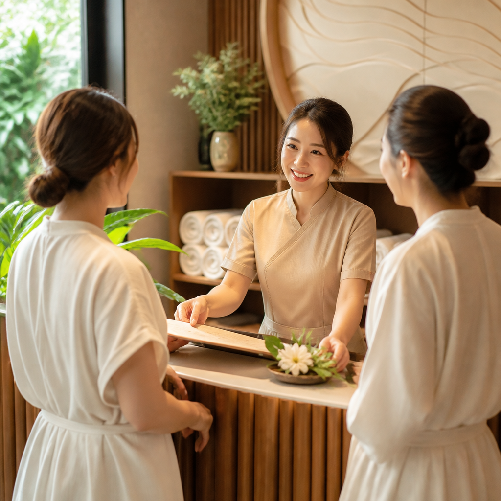 Chủ spa thành công đang tư vấn cho khách hàng