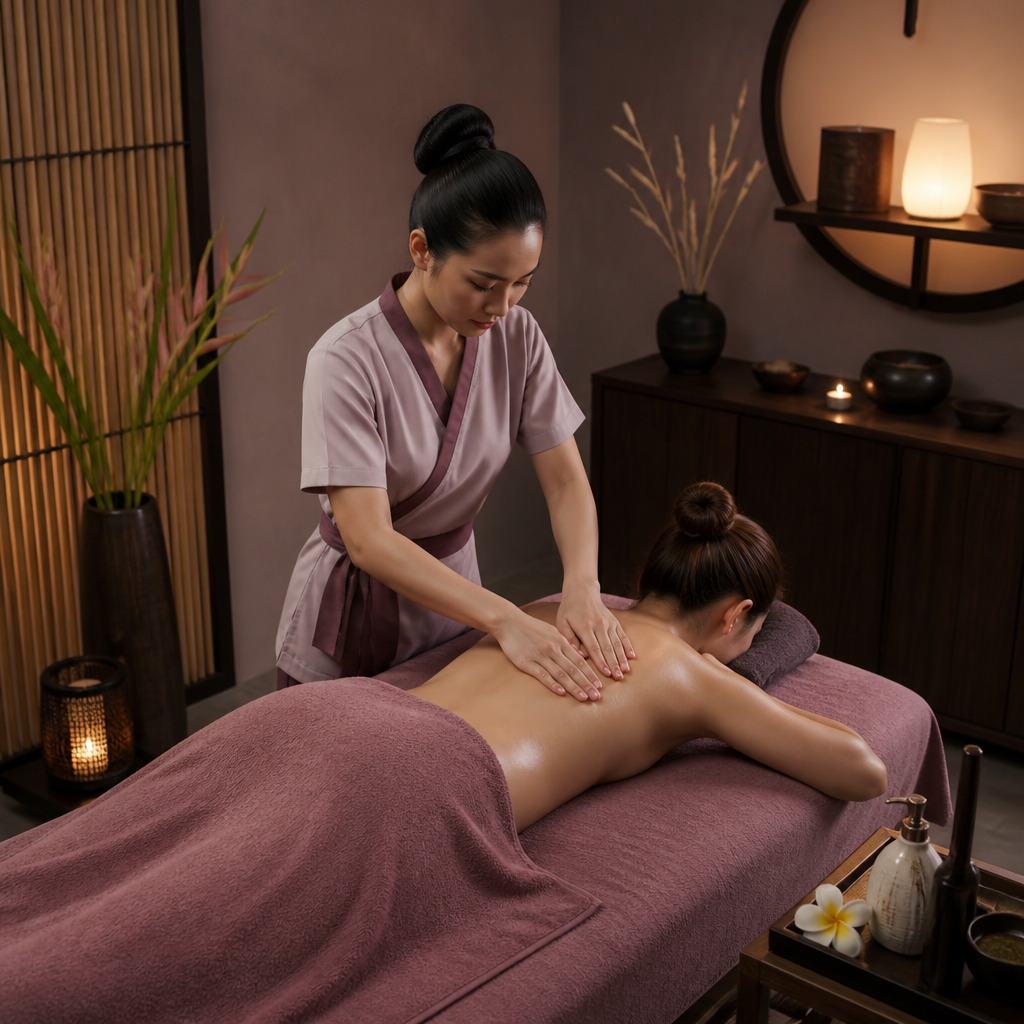 Học viên spa thực hành kỹ thuật massage chuyên nghiệp