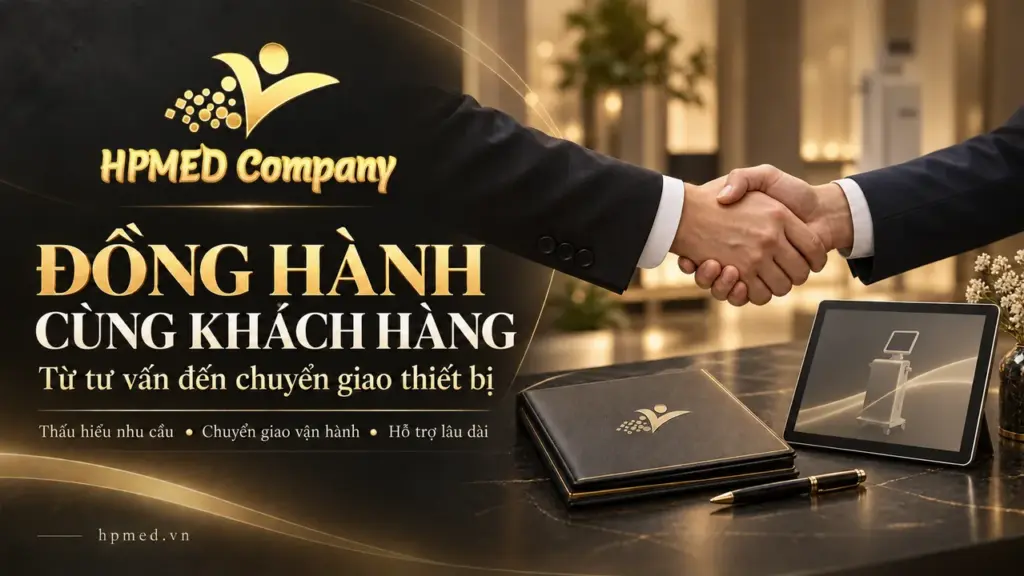 Minh họa HPMED đồng hành cùng khách hàng từ tư vấn đến chuyển giao thiết bị thẩm mỹ