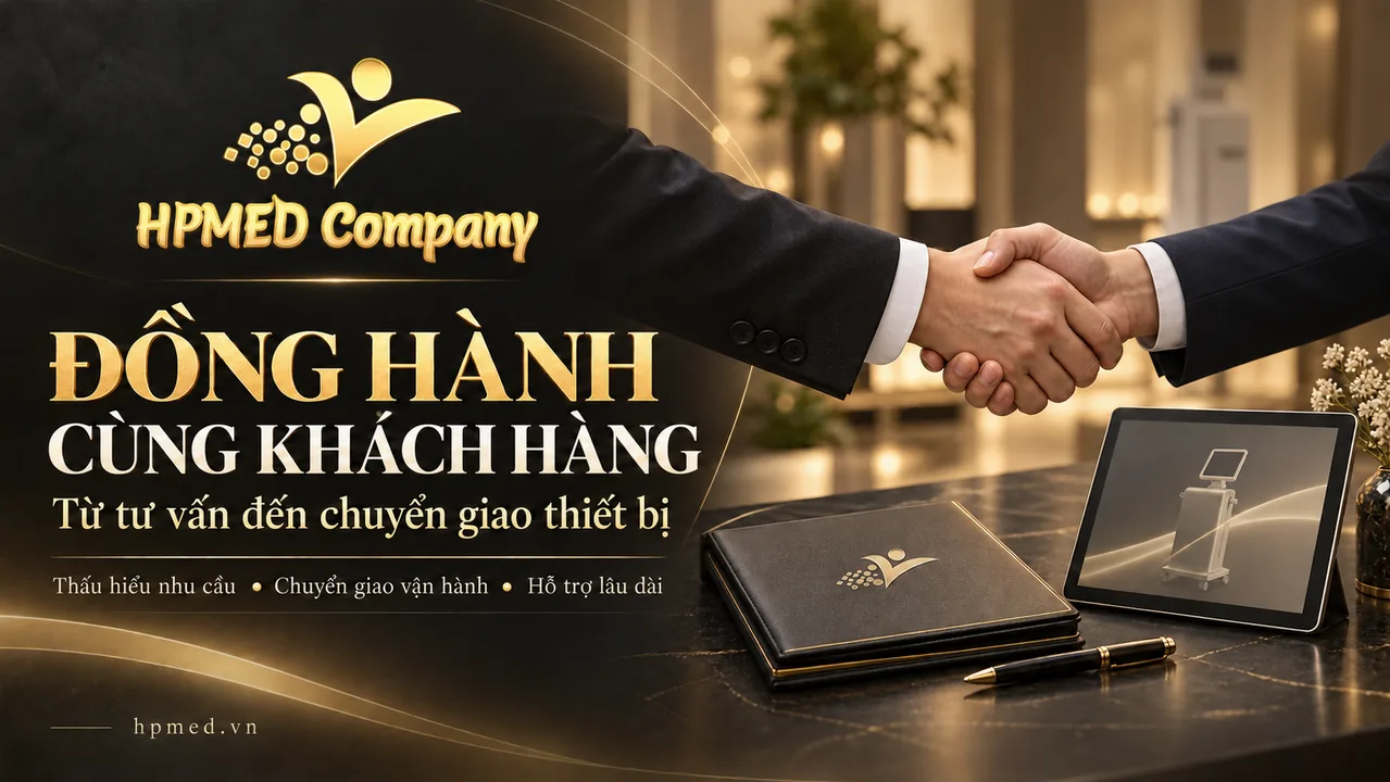 Minh họa HPMED đồng hành cùng khách hàng từ tư vấn đến chuyển giao thiết bị thẩm mỹ