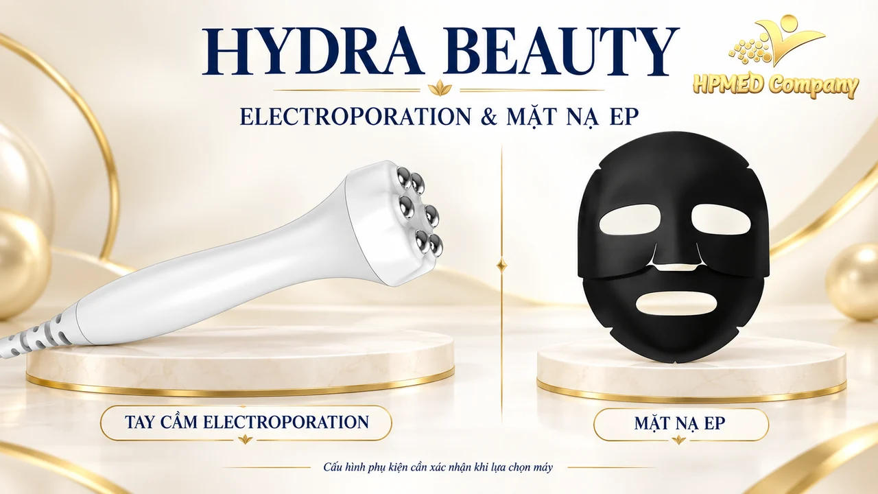 Hydra Beauty: Aqua, Diamond và electroporation 3 Tay cầm electroporation màu trắng và mặt nạ EP màu đen của Hydra Beauty Eunsung.