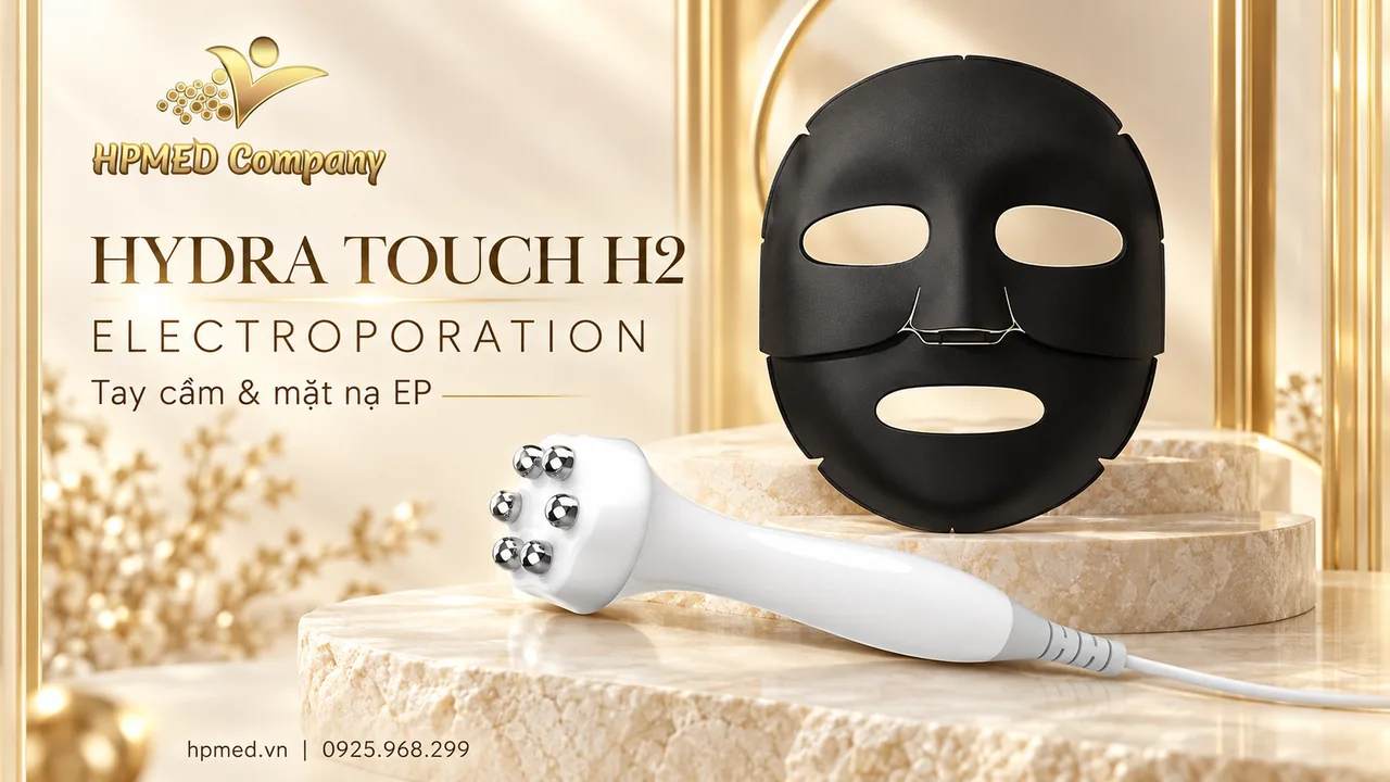 Tay cầm electroporation sáu điện cực và mặt nạ EP màu đen của Hydra Touch H2