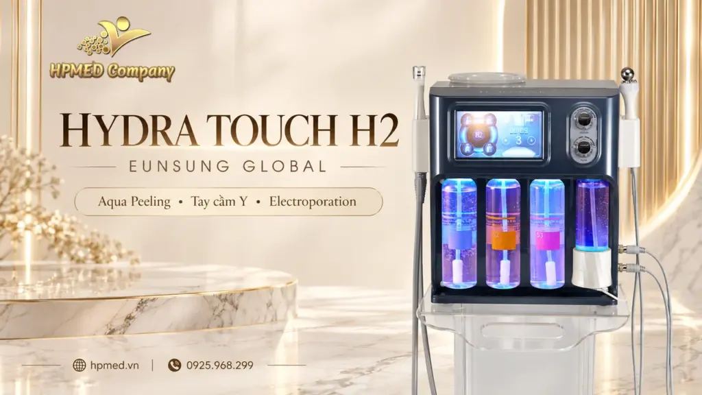 Máy Hydra Touch H2 Eunsung với màn hình điều khiển và bốn bình dung dịch