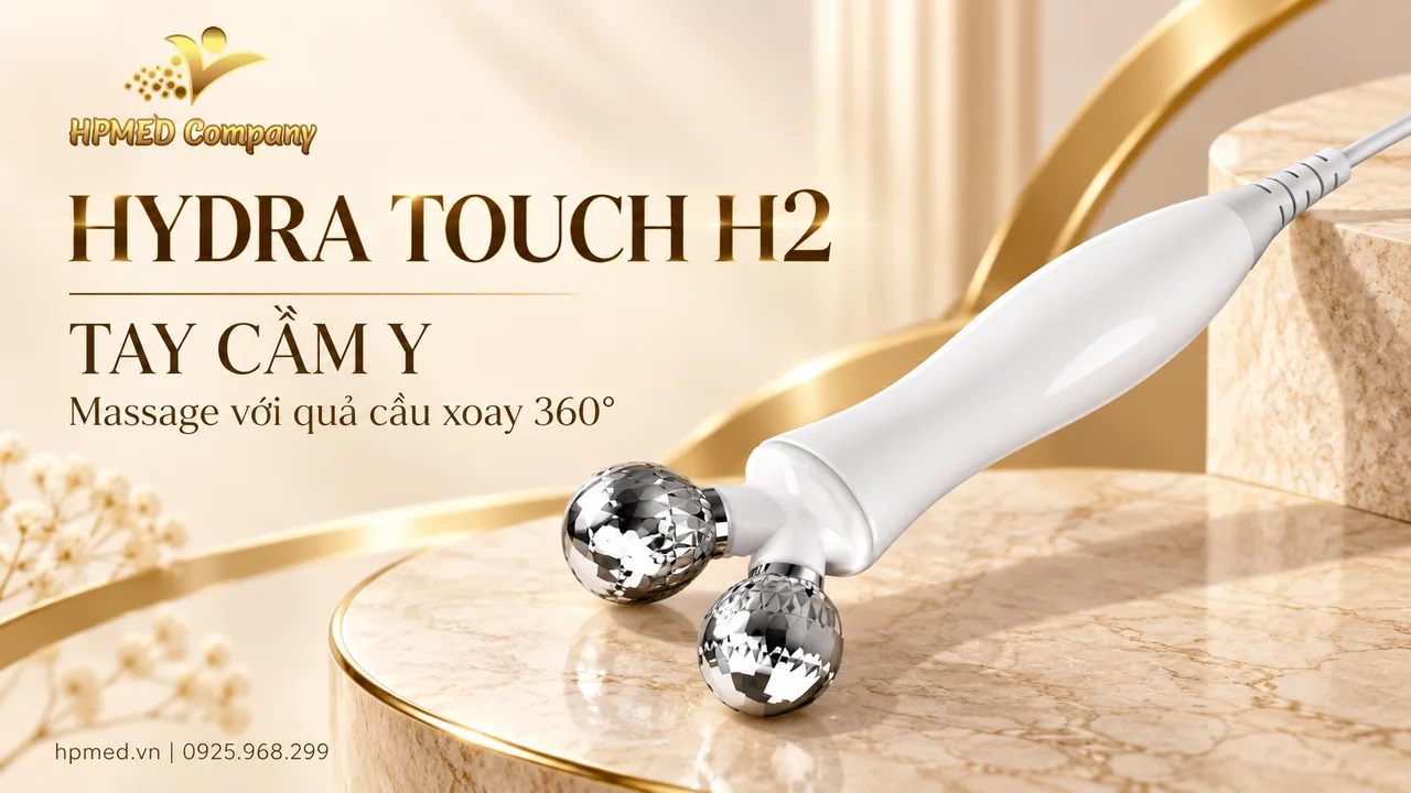 Tay cầm Y của Hydra Touch H2 với hai quả cầu massage kim loại
