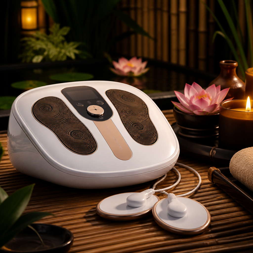 Máy đả thông kinh lạc điện tử hiện đại trong phòng trị liệu spa
