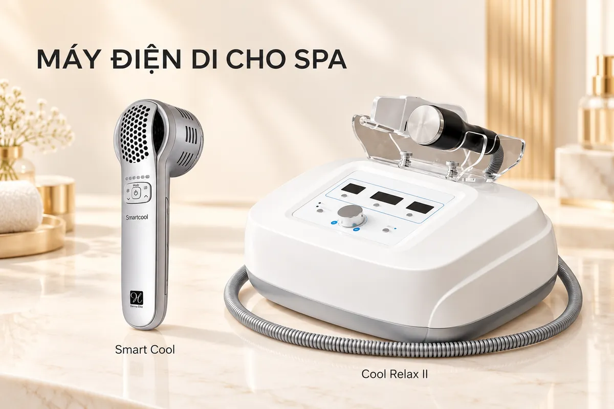 Máy điện di Smart Cool cầm tay và Cool Relax II để bàn trên nền sáng