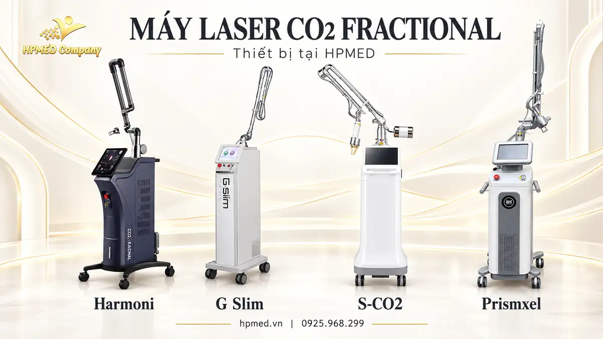 Bốn máy laser CO2 Fractional Harmoni, G Slim, S-CO2 và Prismxel tại HPMED