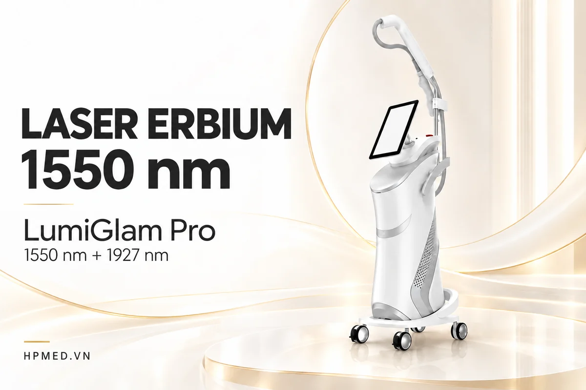 Máy laser LumiGlam Pro màu trắng với cấu hình 1550nm và 1927nm tại HPMED