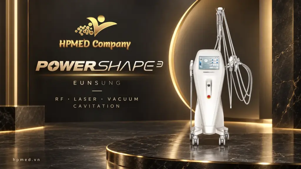 Máy Power Shape3 Eunsung với thân máy, màn hình và hệ thống tay cầm