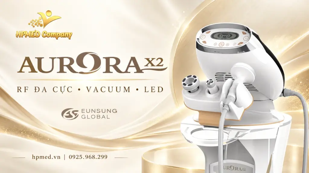 Aurora X2 Eunsung: RF đa cực 1 MHz, vacuum và LED 8 Máy RF Aurora X2 Eunsung kết hợp vacuum và LED