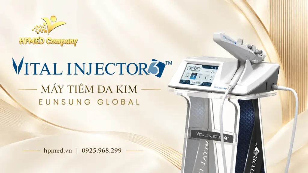 Vital Injector3 Eunsung: đa kim, vacuum và hệ lọc kép 5 Máy tiêm Vital Injector3 Eunsung với thân máy và tay cầm đa kim