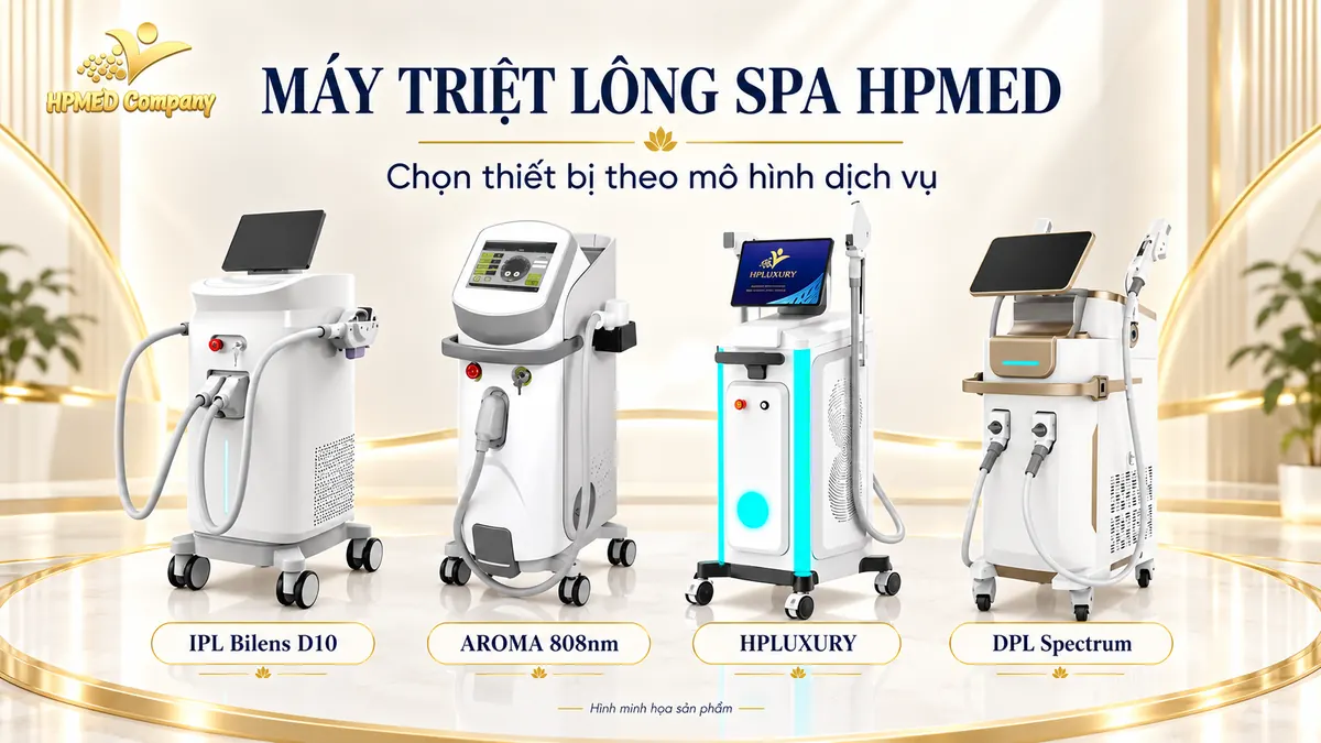 Minh họa máy triệt lông IPL Bilens D10, AROMA 808nm, HPLUXURY và DPL Spectrum