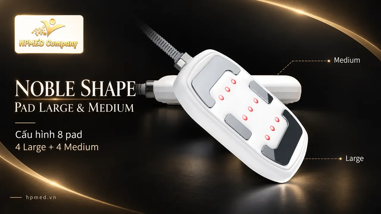 Pad Large và Medium của máy Noble Shape Eunsung với các điện cực và điểm sáng đỏ