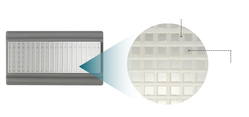 Cấu trúc sapphire 140 cell của SHINY PLUS IDS Sơ đồ gốc IDS mô tả đầu sapphire 140 cell và cấu trúc từng ô của SHINY PLUS