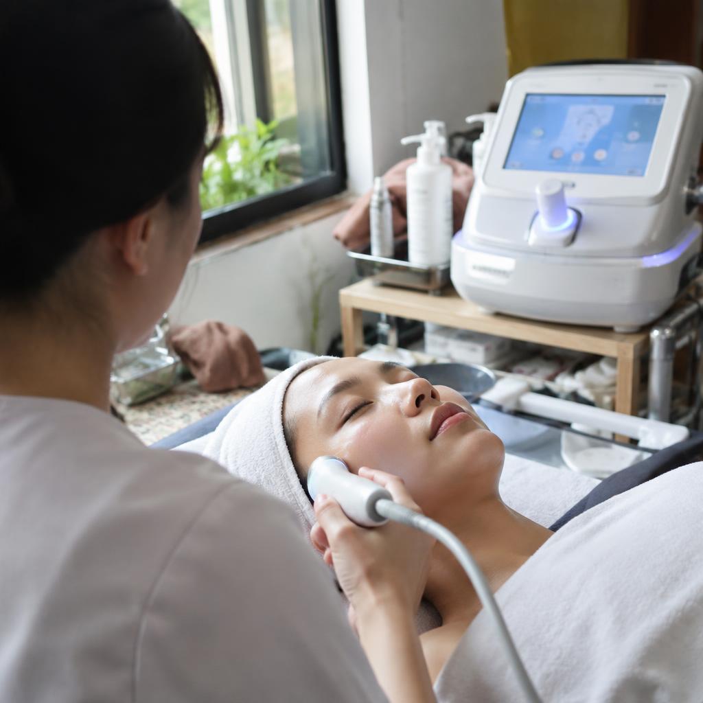Máy thẩm mỹ công nghệ cao đang thực hiện liệu trình chăm sóc da