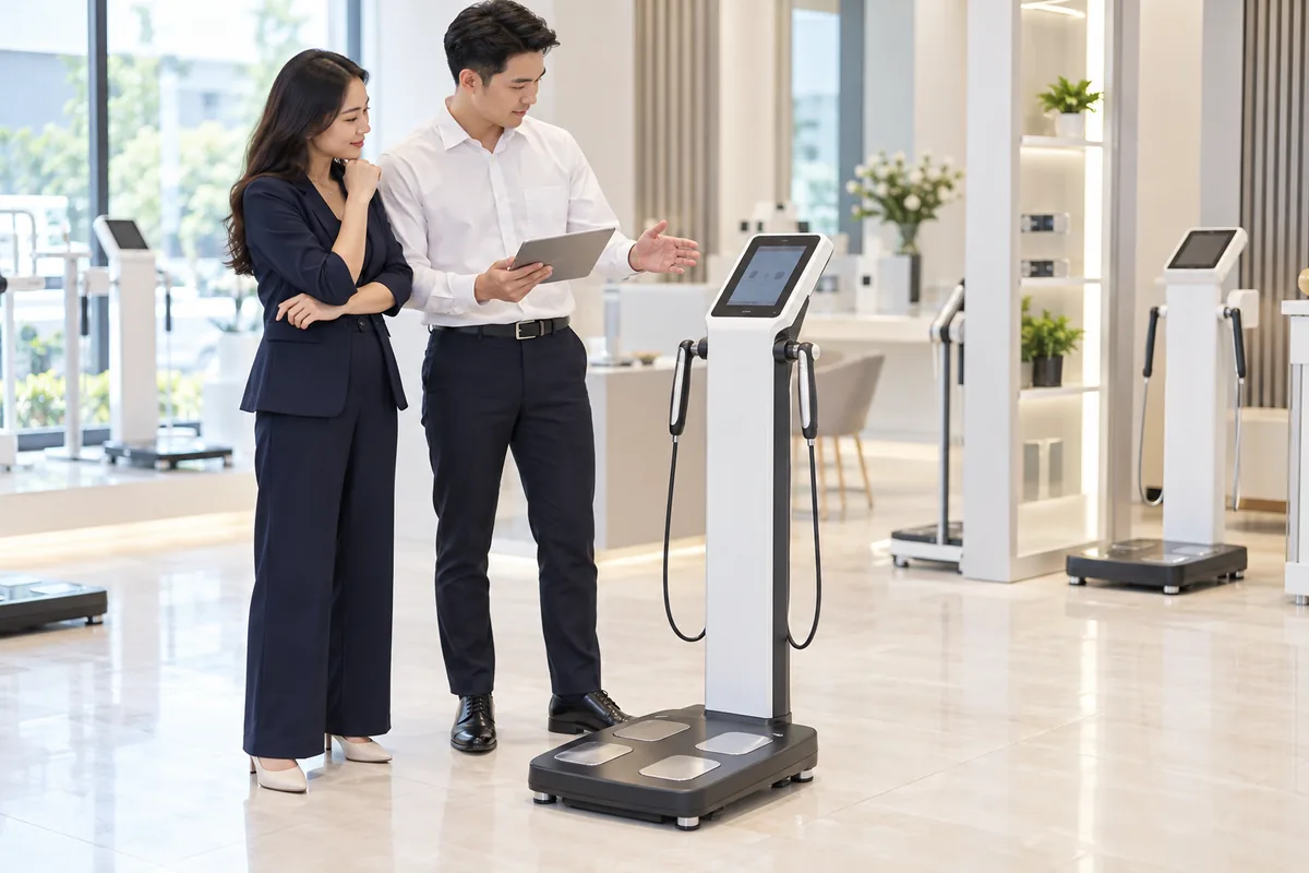 Minh họa tư vấn lựa chọn máy phân tích chỉ số cơ thể cho clinic
