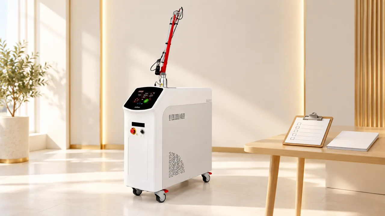 Máy laser CO2 Fractional PENTAGON GRAND cạnh bảng kiểm và tài liệu bàn giao