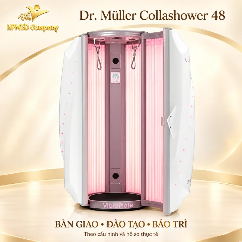 Thiết bị Dr. Müller Collashower 48 minh họa nội dung bàn giao, đào tạo vận hành và bảo trì tại spa