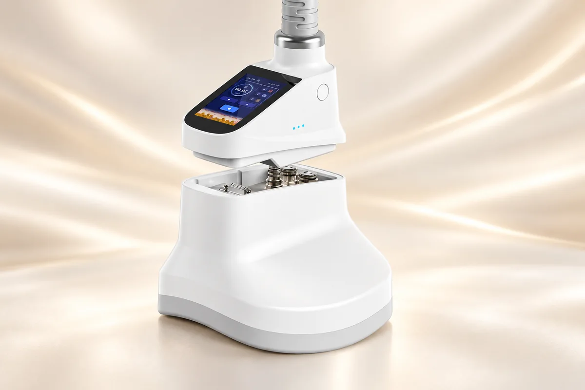 Máy giảm béo CRYOCOOL 360° Sanhe – Làm lạnh 360° 2 Chi tiết tay cầm CRYOCOOL 360 và cơ cấu thay đầu áp dụng theo catalog