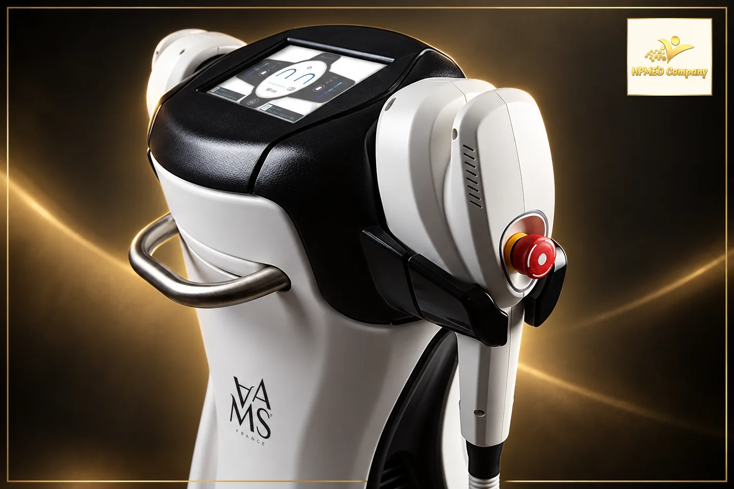 Cận cảnh màn hình điều khiển, tay đẩy và đầu Cryode của CryoSlim Hybrid AAMS