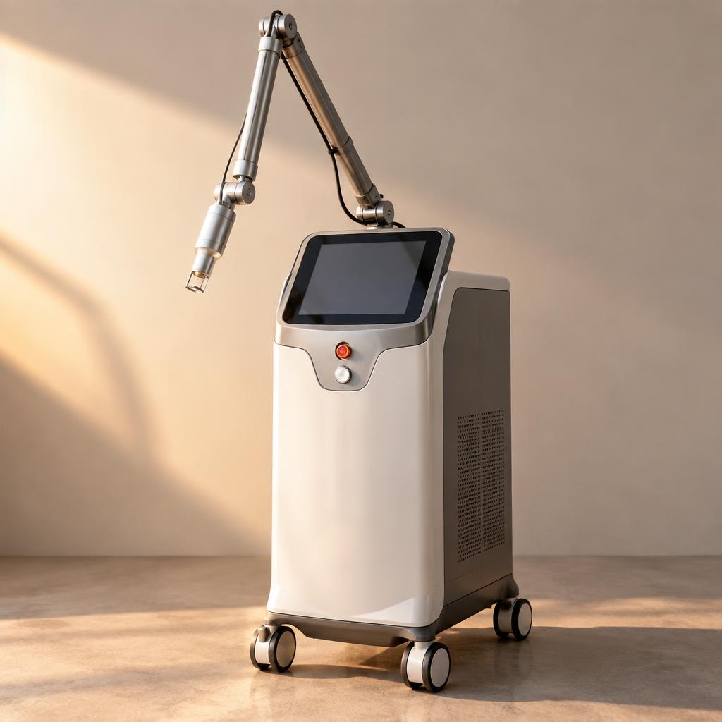 So Sánh Các Phương Pháp Điều Trị Bớt Hori & Bớt Ota Hiệu Quả Nhất 2026 5 Thiết bị laser Pico giây với màn hình cảm ứng hiển thị các chế độ điều trị