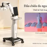 Máy Diosole DS-P01 và chi tiết đầu chiếu LED nhiều tấm có thể điều chỉnh vị trí.