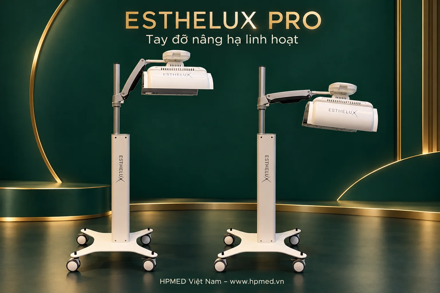 Hai vị trí nâng và hạ đầu máy của cùng model ESTHELUX Pro