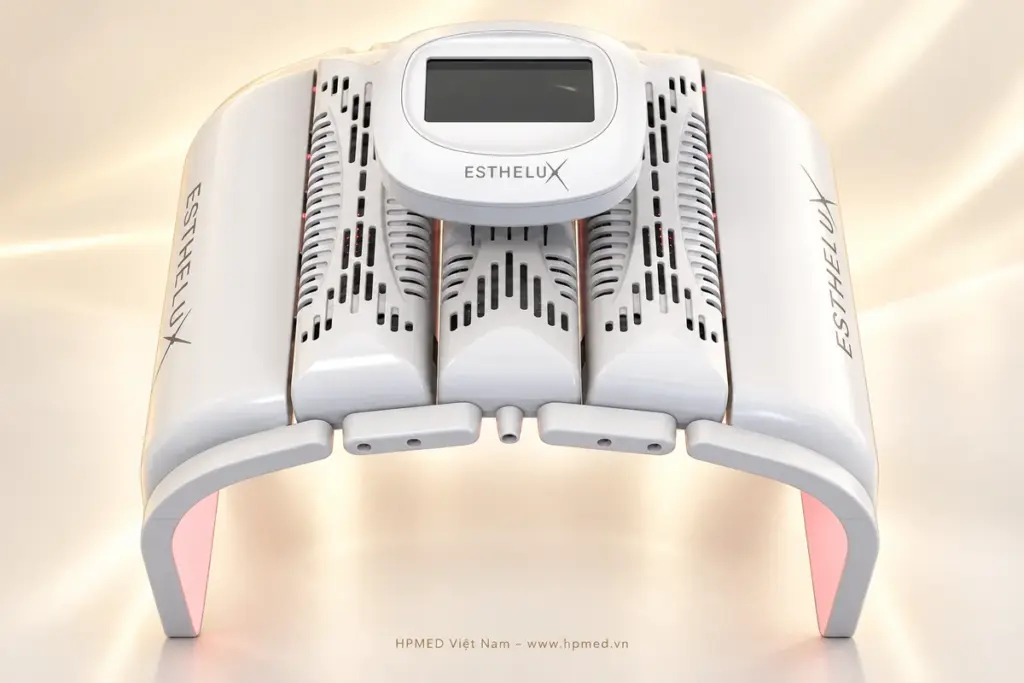 Toàn bộ máy ESTHERLUX LITE MEDMIX dạng vòm trên nền ngọc trai vàng champagne