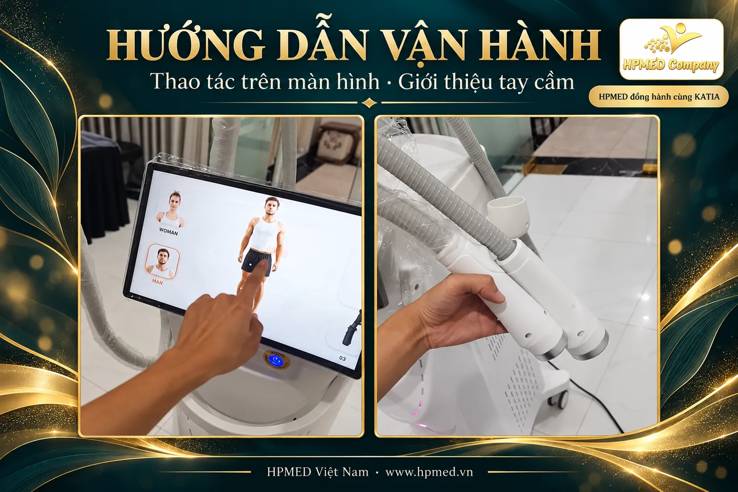 Thao tác trên màn hình và giới thiệu tay cầm Coolwave tại KATIA