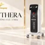 Máy RF vi kim INTHERA lưỡng cực 2 MHz trên nền trắng vàng với logo HPMED