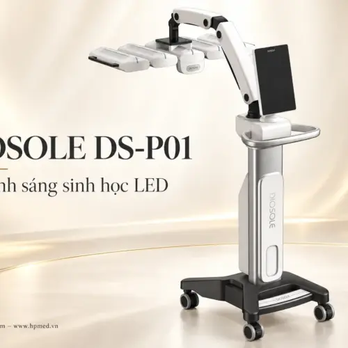 Máy ánh sáng sinh học Diosole DS-P01 toàn thân với đầu chiếu LED, màn hình cảm ứng và chân đế có bánh xe.