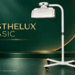 Toàn bộ máy ESTHELUX Basic với đầu LED, chân đế dạng thanh và bánh xe