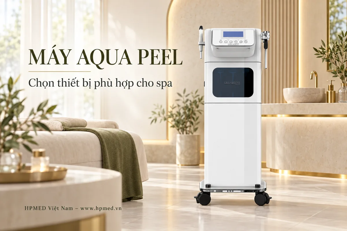 Máy Aqua Peel: Giá, So Sánh 2 Mẫu & Cách Chọn Cho Spa 1 Máy Aqua Peel Ultra Spa màu trắng trong không gian spa phong cách luxury