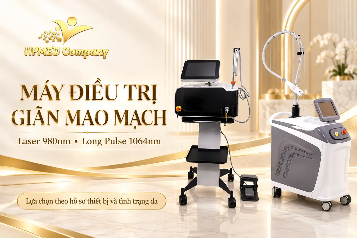 Máy laser diode 980nm và máy Long Pulse 1064nm ADSS trong banner giãn mao mạch HPMED