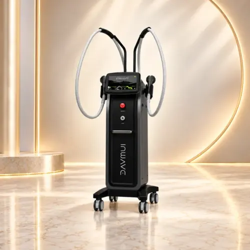 Toàn bộ máy giảm béo vi sóng INWAVE GTG Medical trên nền vàng champagne luxury
