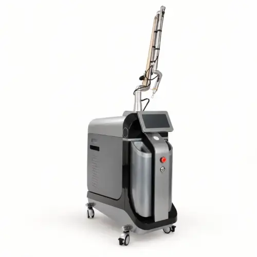 Máy Laser Pico Premium màu xám bạc với màn hình cảm ứng và cần dẫn tia khớp nối