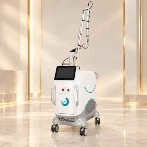 Máy laser pico RisuPico PF13 với cánh tay dẫn tia, nền ivory và champagne