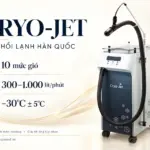 Máy Cryo-Jet có 10 mức gió, lưu lượng 300 đến 1.000 lít mỗi phút và khí lạnh âm 30 độ C cộng trừ 5 độ C