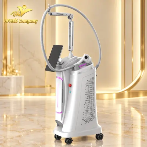 Máy HIDL 1800W màu bạc với dây tay cầm, màn hình dọc và giá đỡ khớp nối theo catalog 4 bước sóng