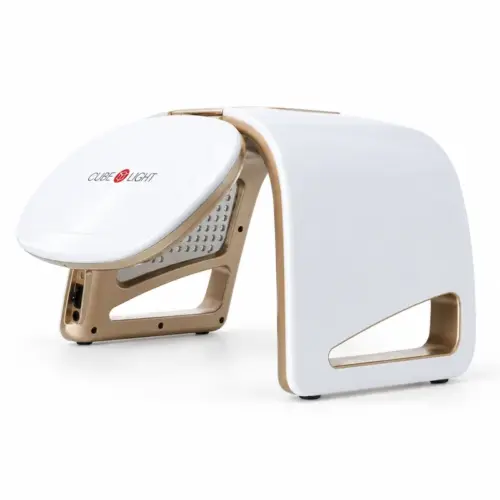 Máy vòm ánh sáng sinh học CUBE LIGHT với thân trắng và viền champagne