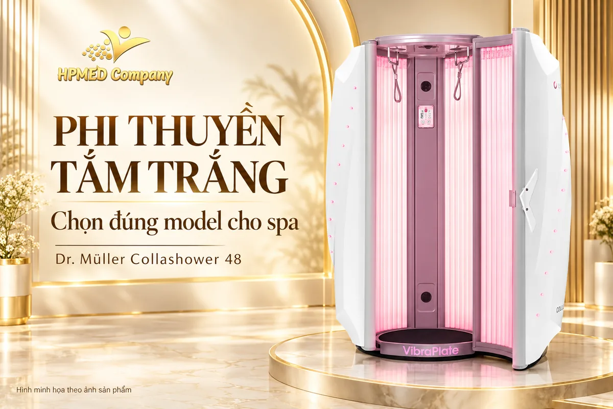 Phi thuyền Dr. Müller Collashower 48 dạng đứng, minh họa cho hướng dẫn chọn máy tắm trắng tại HPMED