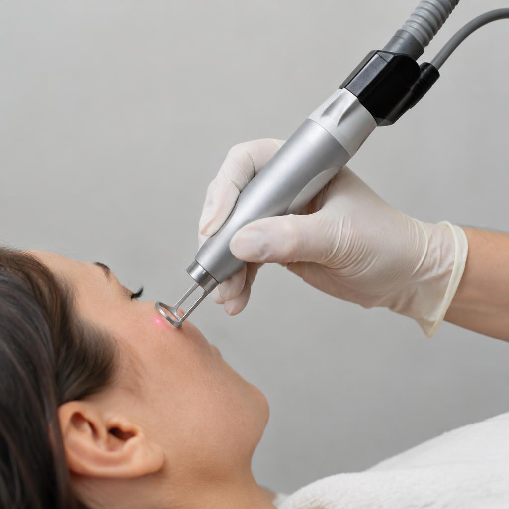 Laser Thulium 1927nm và các giải pháp phục hồi da khác: Lựa chọn nào tối ưu cho từng tình trạng da? 3 Đầu máy laser Thulium 1927nm đang thực hiện liệu trình phục hồi da thulium
